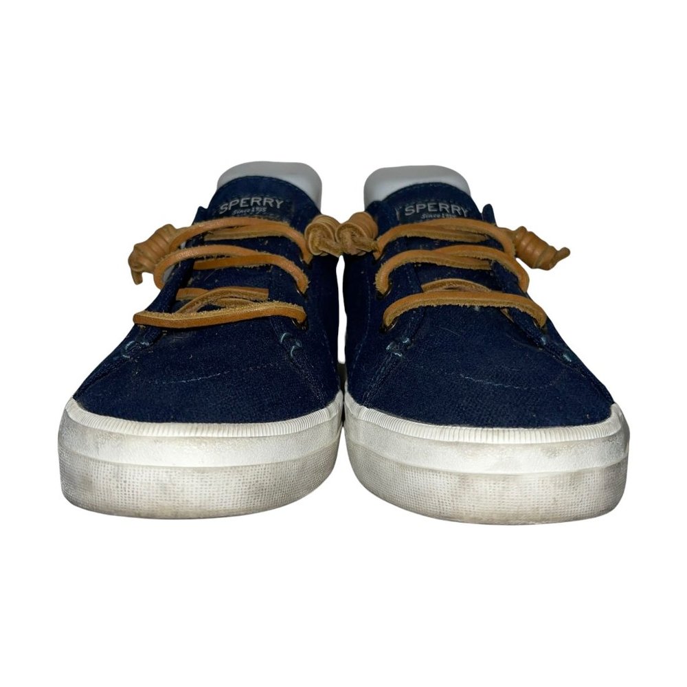 Sperry Top-Sider Navy Blue Canvas Leather Rope Slip On Loafers Women's 8M - Picture 2 of 10